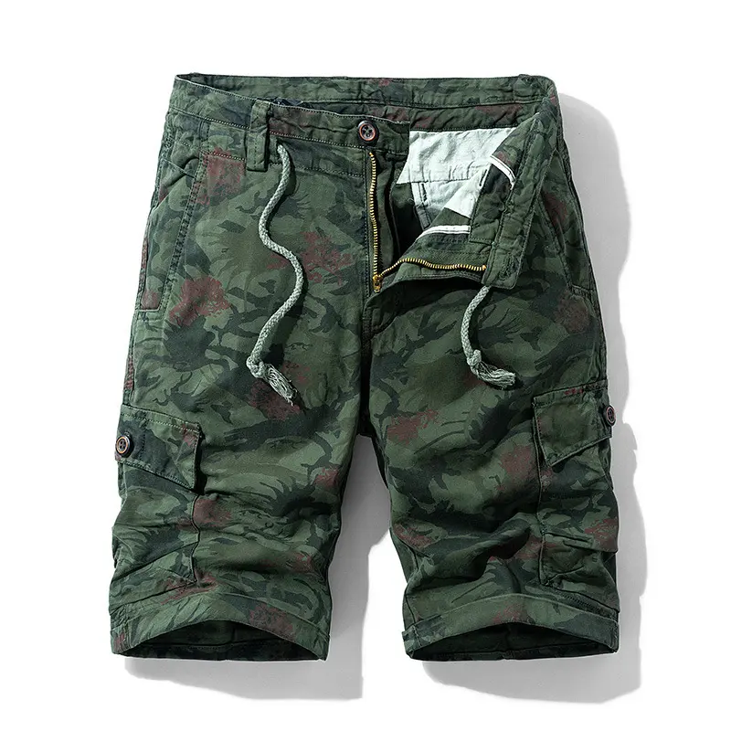 New Summer Men Camouflage Cargo Jogger Shorts Man Military Multi Pockets Loose Tooling Pants Quality Male Cotton Casual Shorts 8
