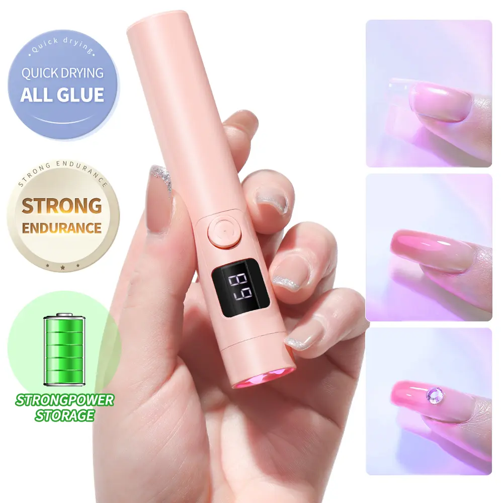 LINMANDA Handheld UV Light for Gel Nails Rechargeable with LCD Fast Curing Display for Rhinestone Glue Decoration DIY At Home
