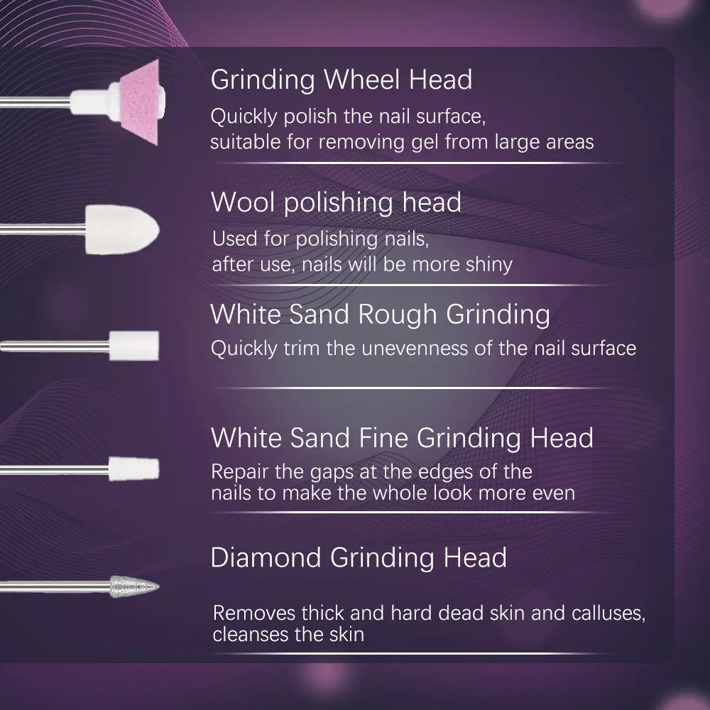 LINMANDA Professional Electric Nail Drill Kit Portable Cordless Nail File Set for Acrylic Gel Nails Manicure and Polishing