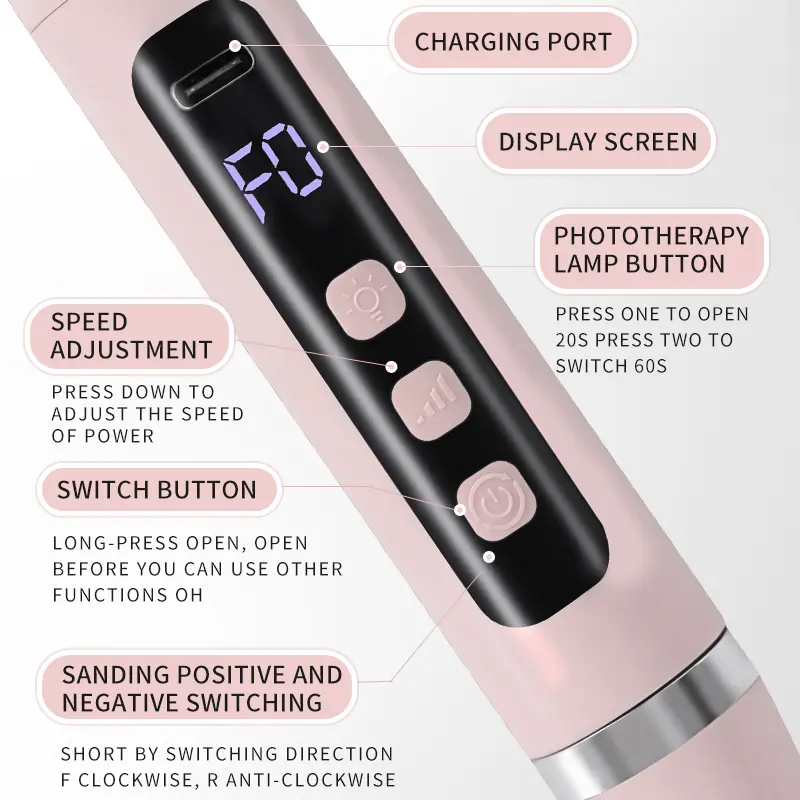 LINMANDA Cordless Nail Drill UV Nail Lamp 2 in 1 Electric Filer for Nails Nail Drill with Small UV Light for Gel Nails Kit