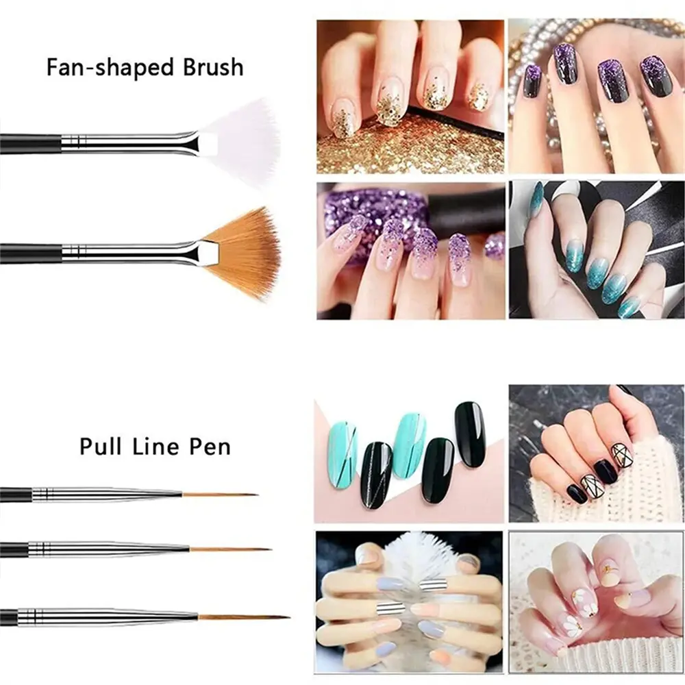 LINMANDA 20pc Nail Art Painting Brush Pen Tools Kit UV Gel 15pcs Nail Art Brushes Kit with 5pcs Nail Dotting Pens Nail Art Set