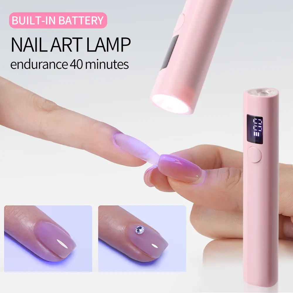 LINMANDA Handheld Gel Nails Light Linear Shape USB Rechargeable Small Digital Display Portable Nail Dryer Lamp for Travel Home