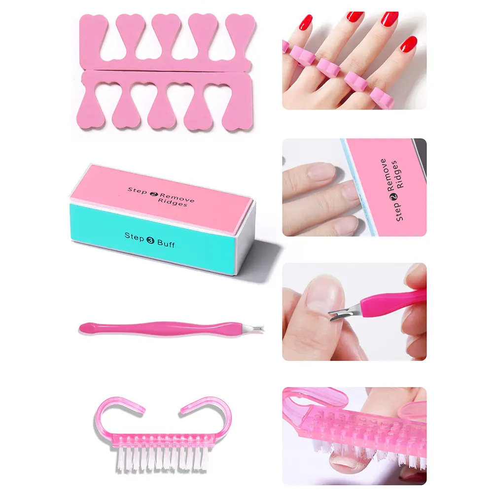 LINMANDA Pink Tender Stainless Steel Manicure Set Professional Nail Clipper 3pcs Nail Filing Shaping 2pcs Finger Separator