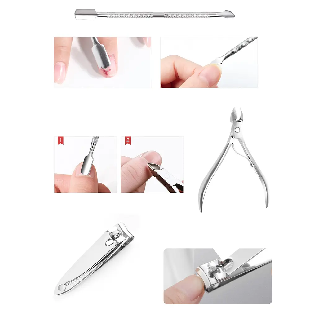 LINMANDA Pink Tender Stainless Steel Manicure Set Professional Nail Clipper 3pcs Nail Filing Shaping 2pcs Finger Separator