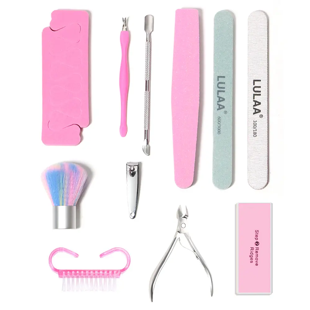 LINMANDA Pink Tender Stainless Steel Manicure Set Professional Nail Clipper 3pcs Nail Filing Shaping 2pcs Finger Separator