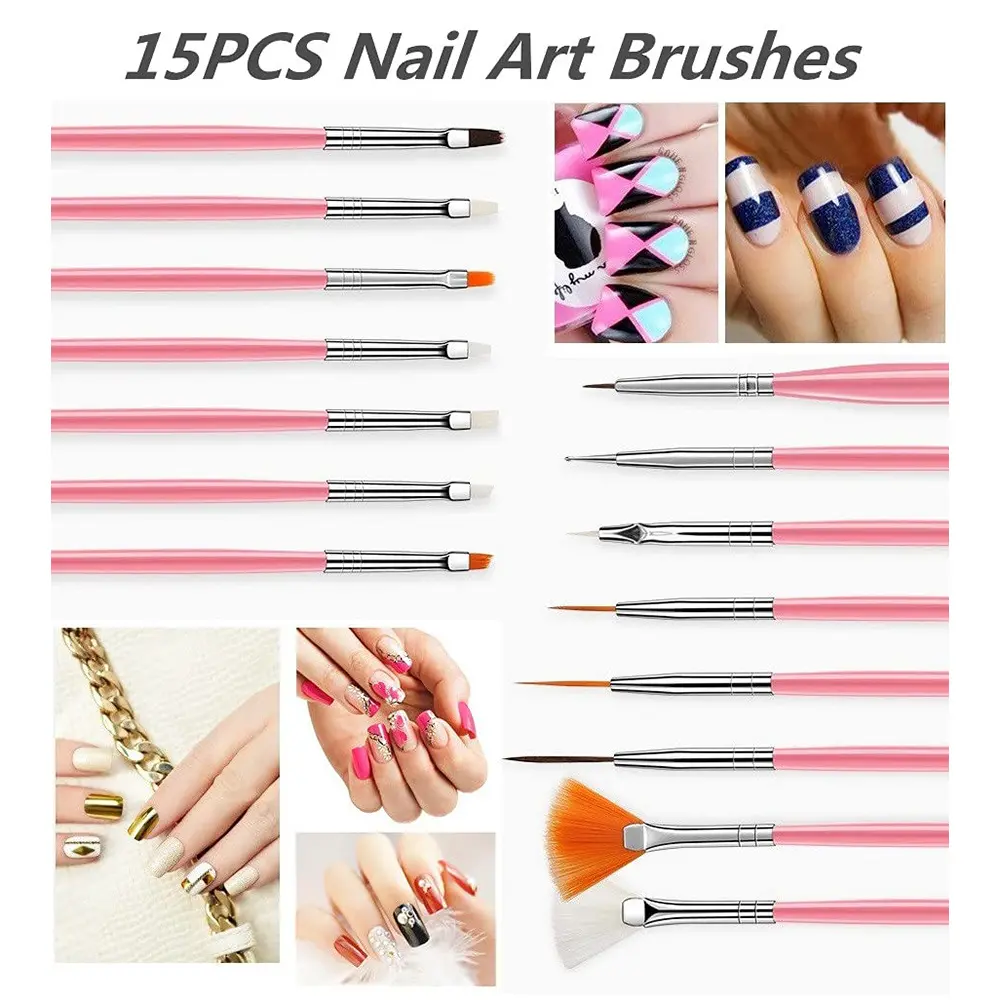 LINMANDA Nail Art Tool Set Nail Dotting Tools Nail Dust Brush Striping Nail Art Brushes Nail Drawing Pen for Nail Design