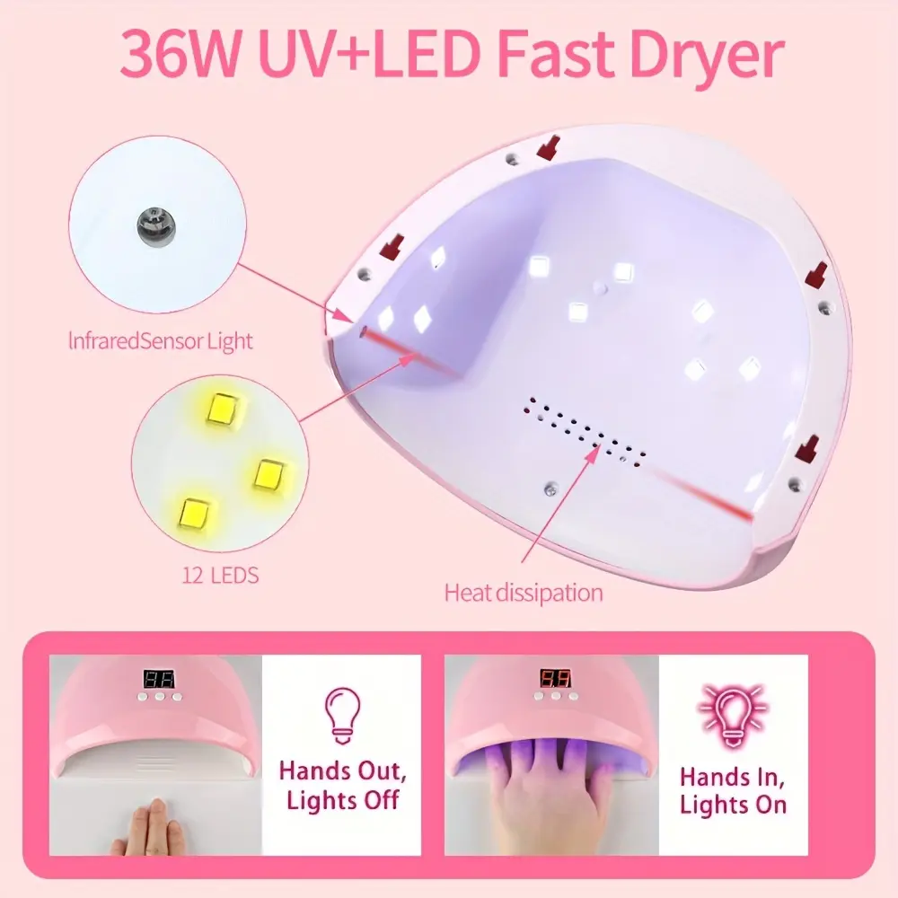 LINMANDA USB Electric Nail Drill Polishing Set with UV LED Nail Art Lamp Nail Art Brush and Polishing Tool Nail Art Starter Set