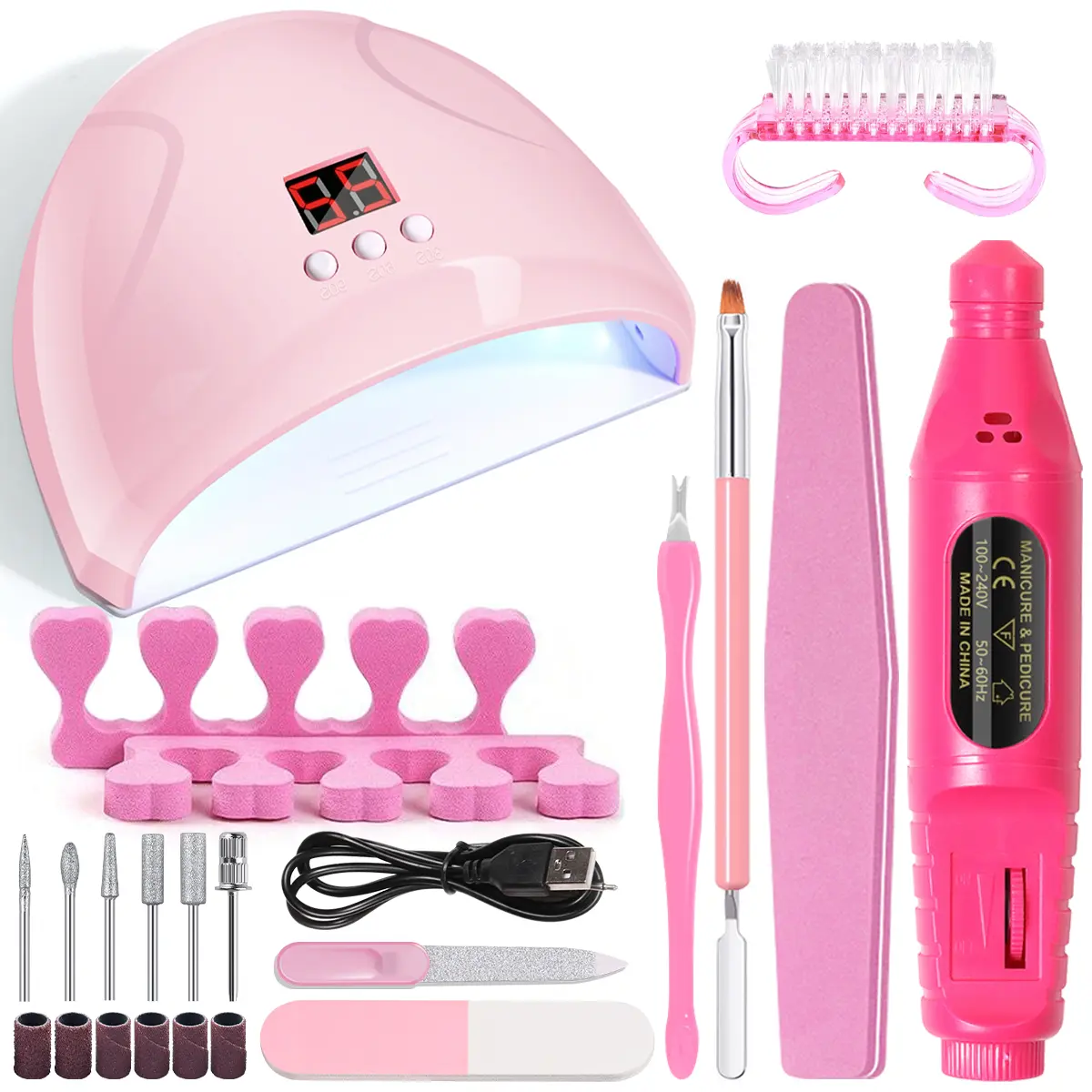 LINMANDA Manicure Lamp Set Nail Polish Remover Nail Drill Extension Gel Pen Nail Powder Brush Finger Separator Polishing Block