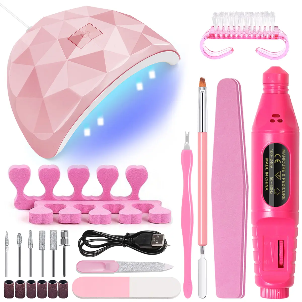 LINMANDA Professional Nail Dryer Kit with Nail lamp Nail Polishing Grinder Nail Files Nail Pen for Nail Artists and Beginners