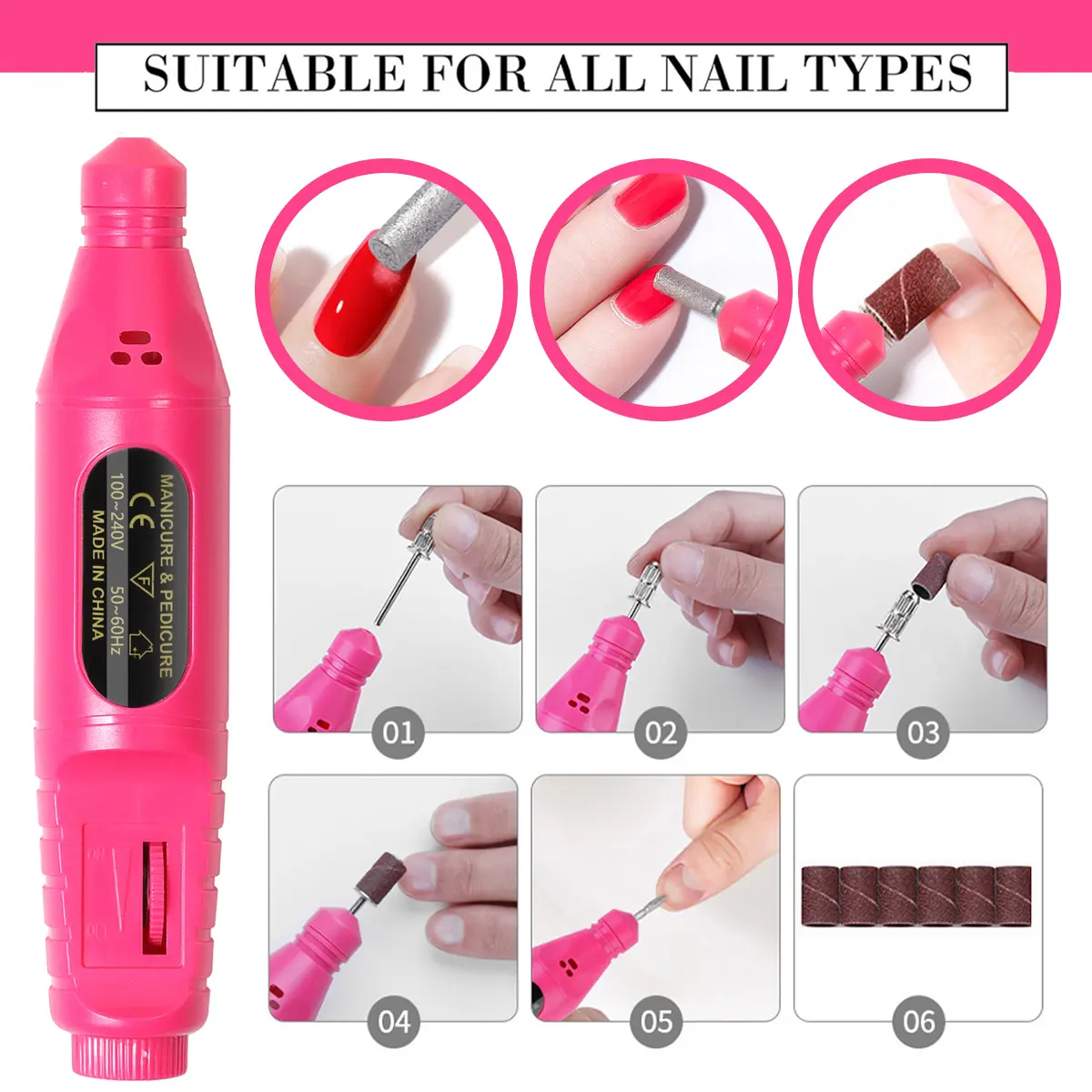 LINMANDA Manicure Lamp Set Nail Polish Remover Nail Drill Extension Gel Pen Nail Powder Brush Finger Separator Polishing Block