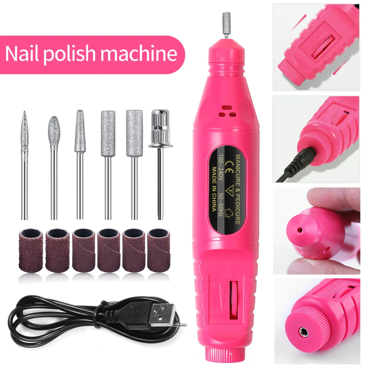 LINMANDA Manicure Lamp Set Nail Polish Remover Nail Drill Extension Gel Pen Nail Powder Brush Finger Separator Polishing Block