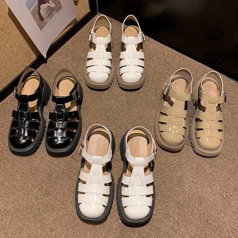 XIHAHA New Women's Sandals Summer Breathable Comfortable Designer Toe Thick Bottom Waterproof Platform Roman Shoes Womes