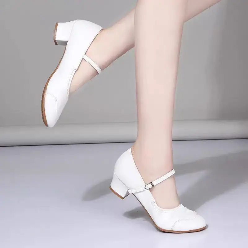 Woman Dance-Shoes for Girls Ladies Latin Ballroom Modern Salsa Practise Dancing Shoe Closed Toe Square Dance Soft Rubber Sole