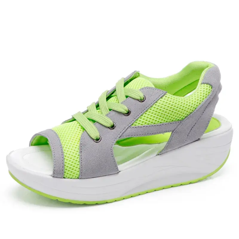 XIHAHA Women Sneakers Fish Mouth Canusal Shoes Woman Solid Girls Dance Shoe Mesh Thick-soled Rocking Dancing Shoes