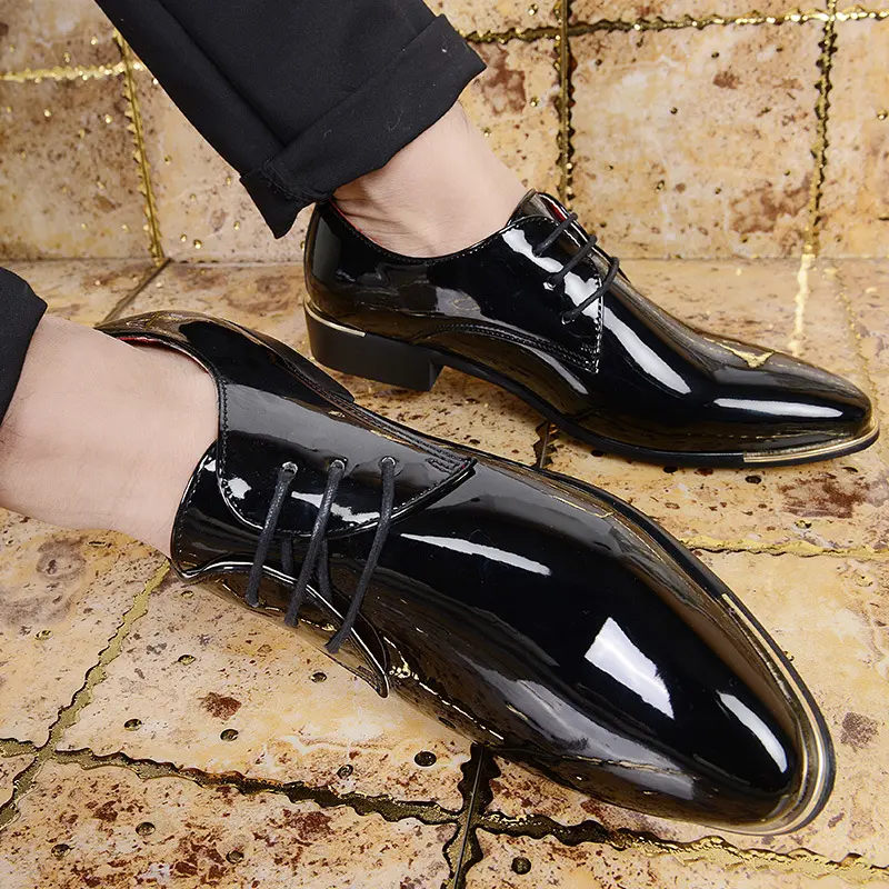 XIHAHA New Fashion Man Leather Spring Pointed Toe Shoes Men Dress Business Wedding Party Shoe for Male Leather Dance Shoes
