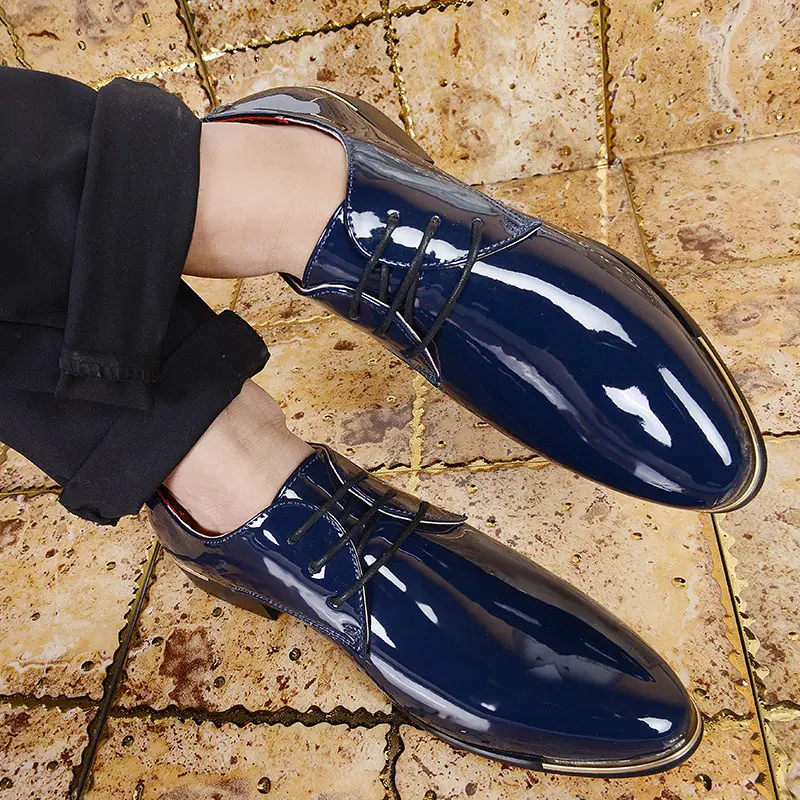 XIHAHA New Fashion Man Leather Spring Pointed Toe Shoes Men Dress Business Wedding Party Shoe for Male Leather Dance Shoes