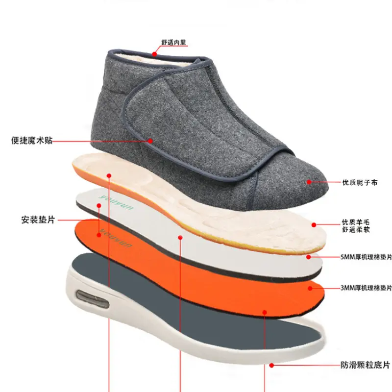 Fashion Walking Shoes Winter Velvet Orthopedics Wide Feet Swollen Shoes  Eversion Adjusting Soft Comfortable Diabetic Shoes