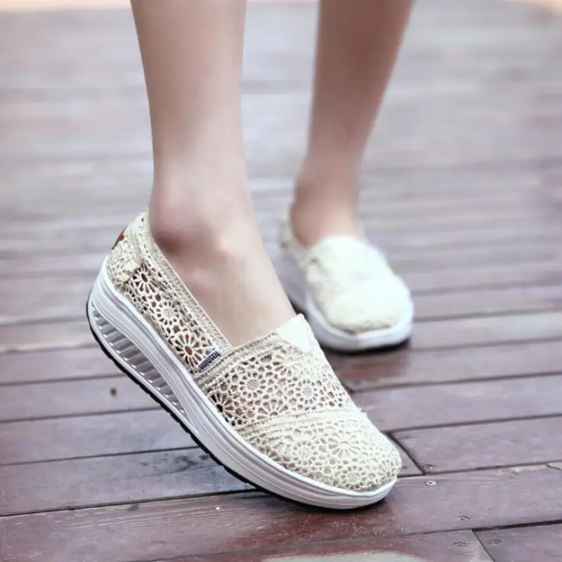 XIHAHA Summer Fashion Women's Thick-soled Breathable Mesh Woman Non-slip Sports Rocker Ladies Sneakers Girls Walking Shake Shoes