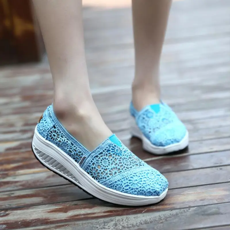 XIHAHA Summer Fashion Women's Thick-soled Breathable Mesh Woman Non-slip Sports Rocker Ladies Sneakers Girls Walking Shake Shoes