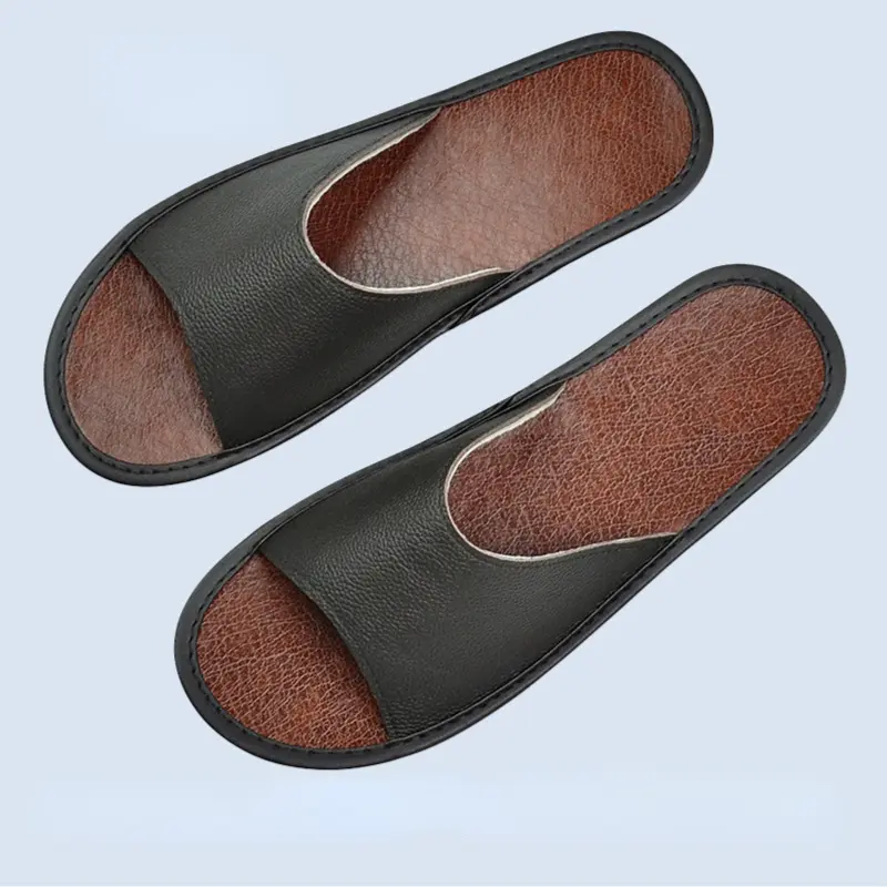 XIHAHA Summer Cowhide Leather Slippers Men Soft Bottom Home Slippers Women Non-Slip Shoes Women Sandals Plus Couples