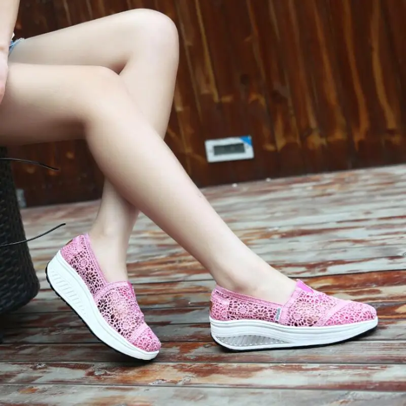XIHAHA Summer Fashion Women's Thick-soled Breathable Mesh Woman Non-slip Sports Rocker Ladies Sneakers Girls Walking Shake Shoes
