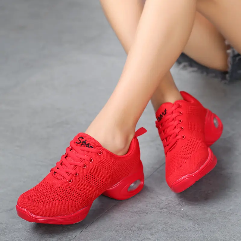 Summer Mesh Soft Sole Jazz Shoes Woman Modern Soft Outsole Dance Ladies Sneakers Breathable Lightweight Dancing Fitness Shoes