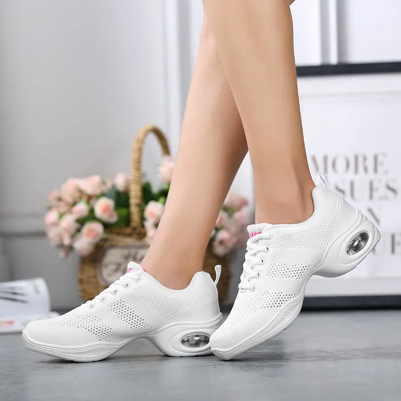 Summer Mesh Soft Sole Jazz Shoes Woman Modern Soft Outsole Dance Ladies Sneakers Breathable Lightweight Dancing Fitness Shoes