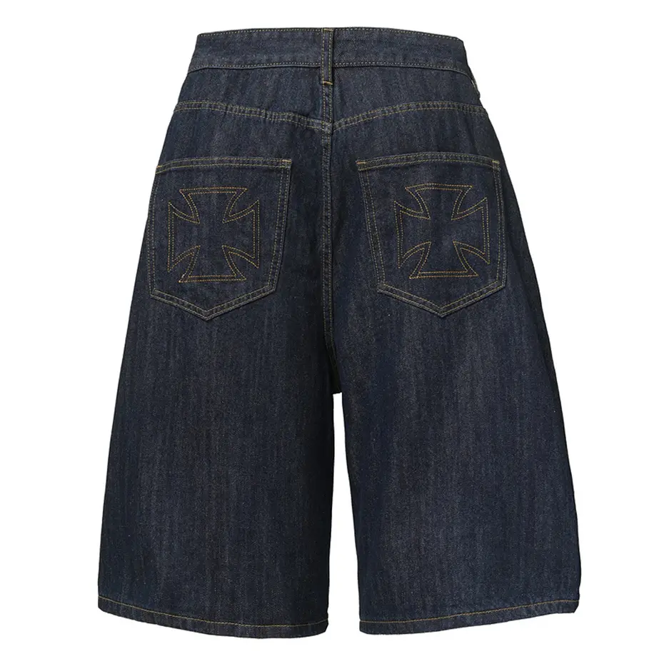 2025 Summer Men Denim Shorts Streetwear Harajuku Hip Hop Jeans Shorts Casual Loose Denim Shorts