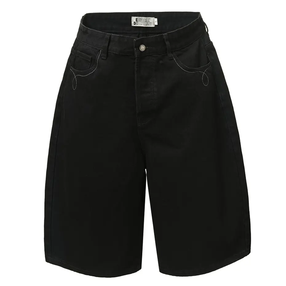 2025 Summer Men Denim Shorts Streetwear Harajuku Hip Hop Jeans Shorts Casual Loose Denim Shorts