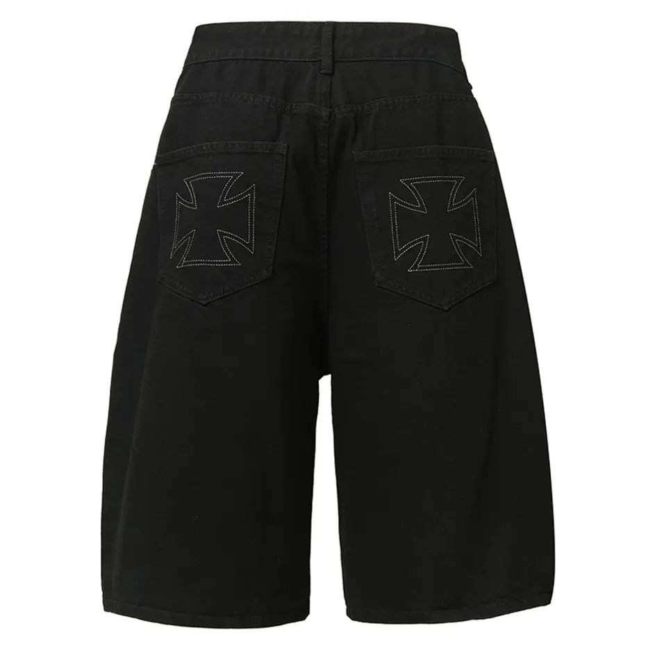 2025 Summer Men Denim Shorts Streetwear Harajuku Hip Hop Jeans Shorts Casual Loose Denim Shorts