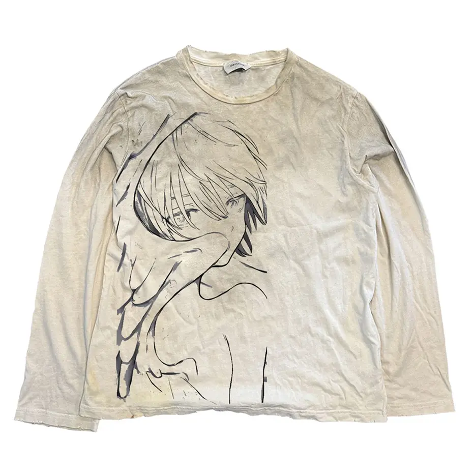 Hip Hop Men T-shirt Flower Graphic Vintage Long Sleeve Tshirts Gothic Punk Oversized Harajuku T Shirts Tee Tops