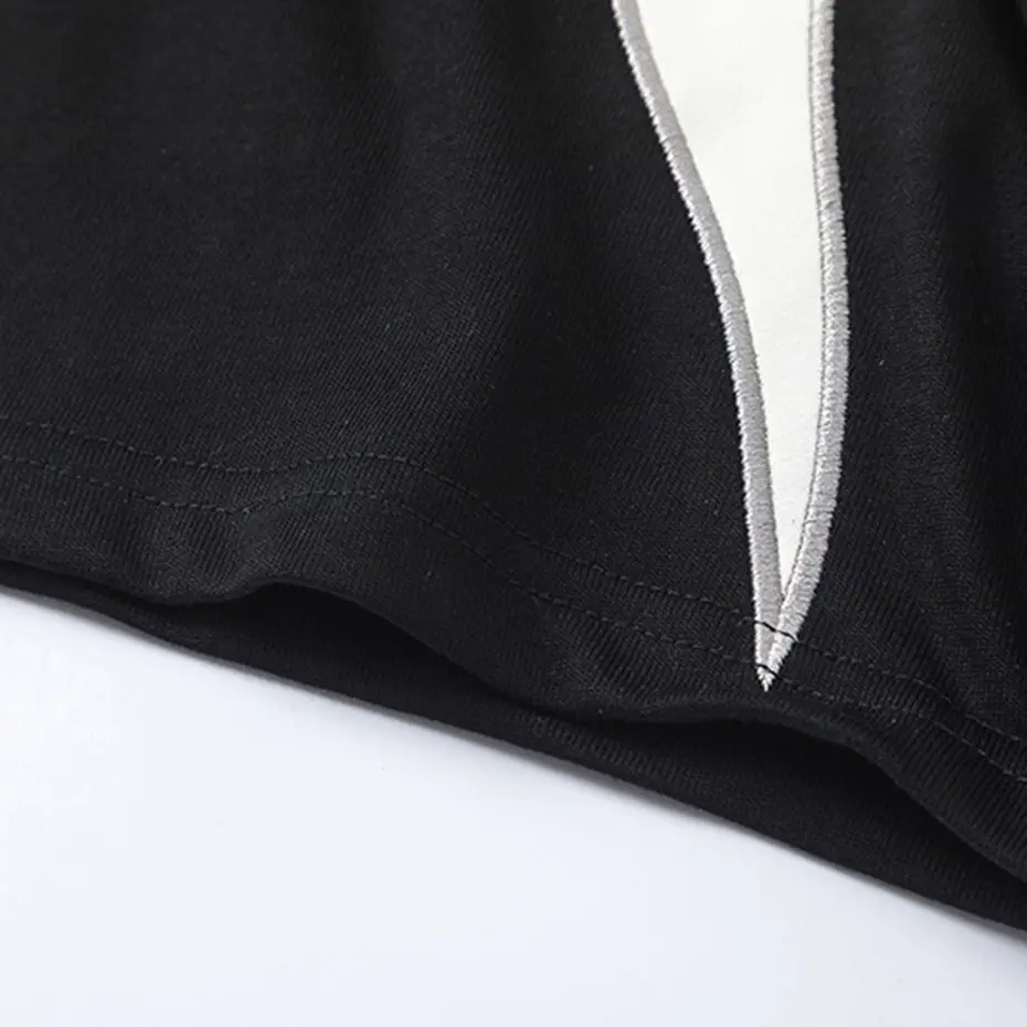 Graphic Splicing T-shirts Harajuku Hip Hop Oversized Streetwear T Shirt Men 2024 Summer Loose Short Sleeve Tee Shirts Black