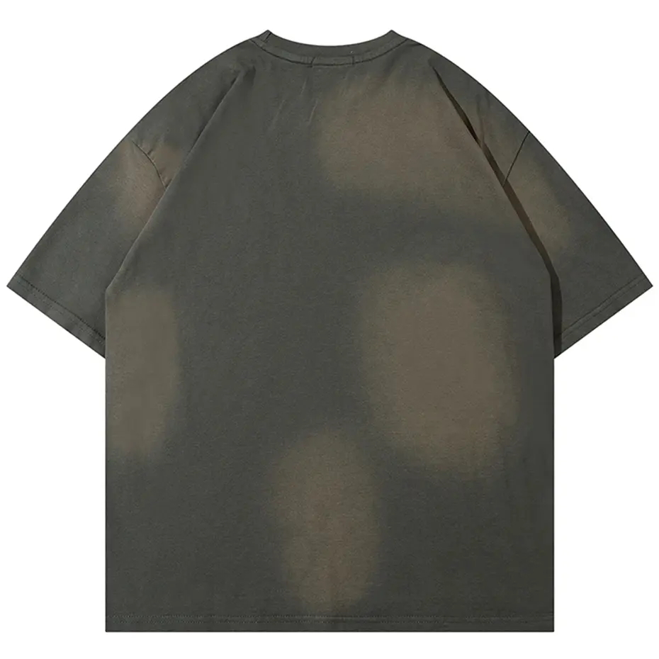 Men Harajuku Vintage T Shirts 2024 Streetwear Hip Hop Oversized T-shirts Metal Button Retro Loose Short Sleeve Tee Shirt Male