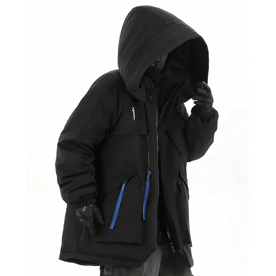 Mulit Pocket Winter Jackets Techwear Tactical Coats Men Fashion Streetwear Oversized Parkas Warm Hooded Jacket Windbreaker 2023