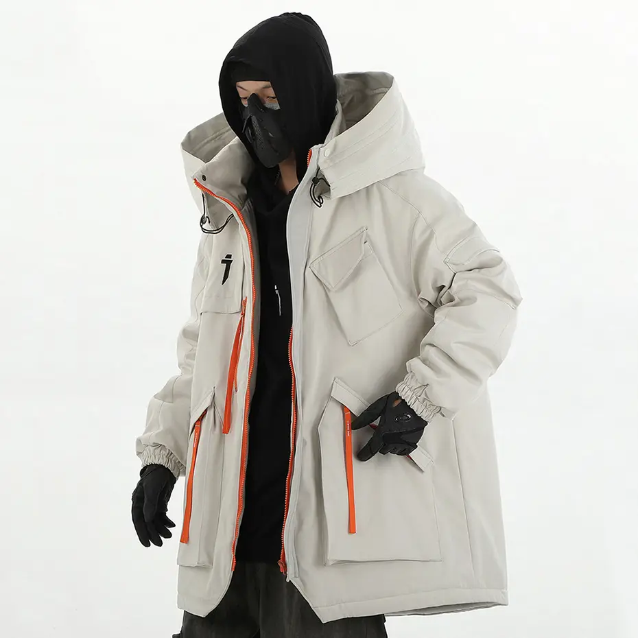 Mulit Pocket Winter Jackets Techwear Tactical Coats Men Fashion Streetwear Oversized Parkas Warm Hooded Jacket Windbreaker 2023