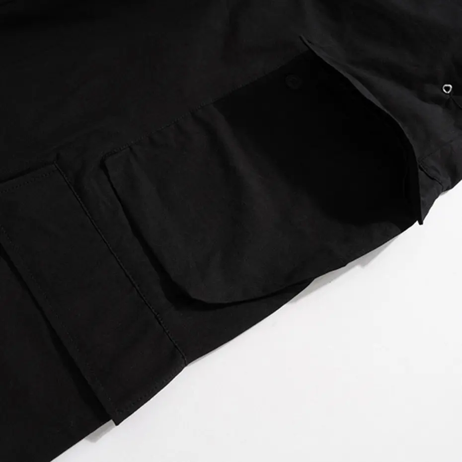 Ro Style Wide Leg Drawstring Black Cargo Pants Unisex Straight Baggy Casual Overalls Men's Streetwear Loose Oversized Trousers