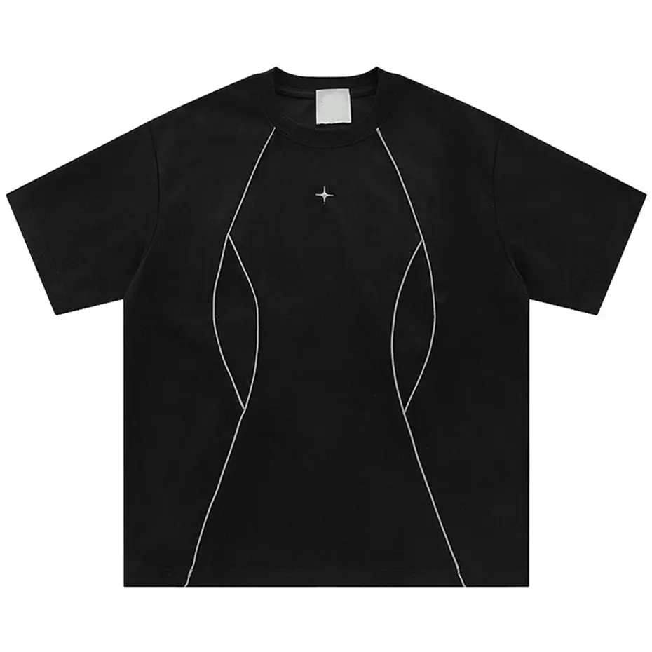 Men Suede Tshirt Reflective Striped Solid Short Sleeve T-Shirt 2024 Harajuku Hip Hop Summer Loose Fashion Casual Shirts Tee Tops