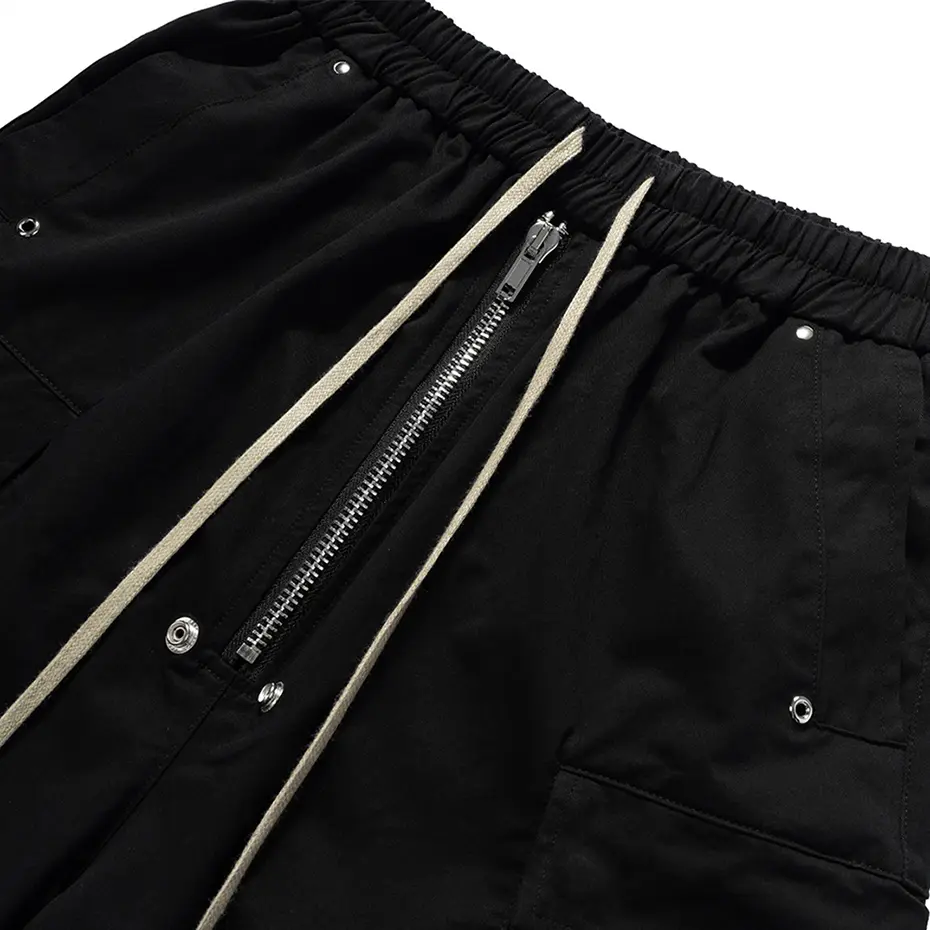 Men Summer Cargo Shorts 2025 Summer Black Loose Casual Shorts Side Pocket Wide Leg Short Pants for Male