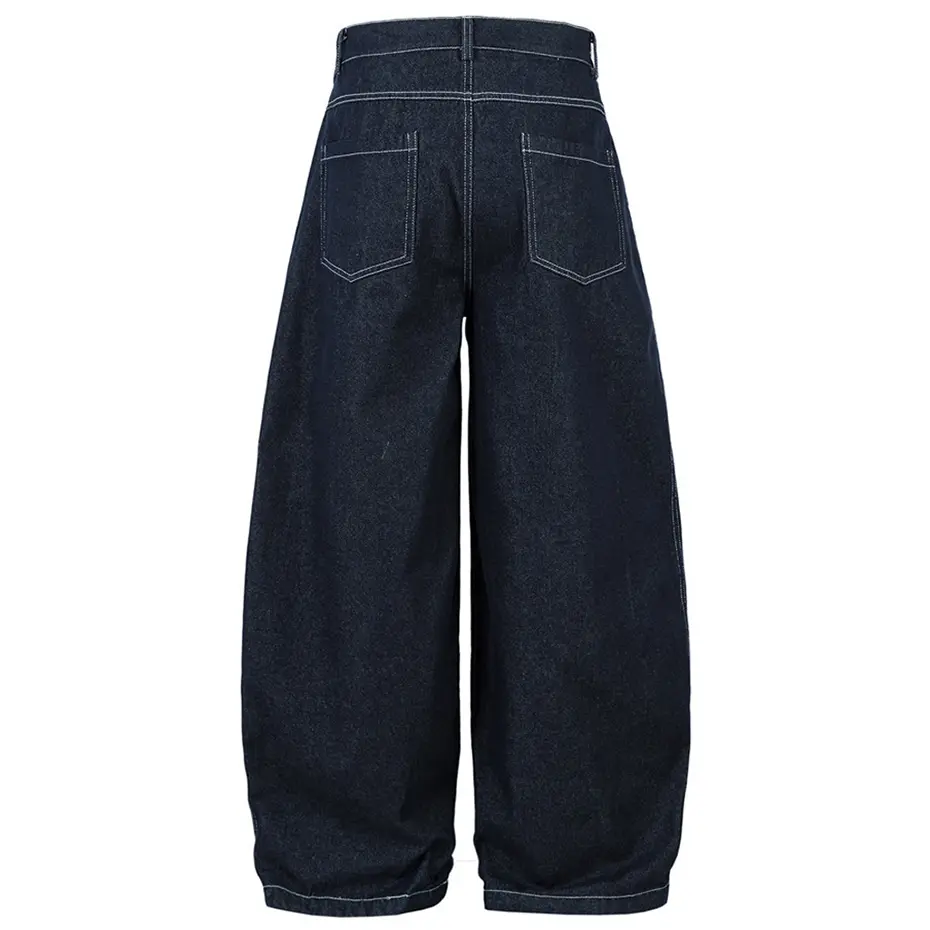 Pleated Baggy Jeans Men Loose Wide Leg Jeans Trousers Streetwear Harajuku Hip Hop Jeans Denim Pants