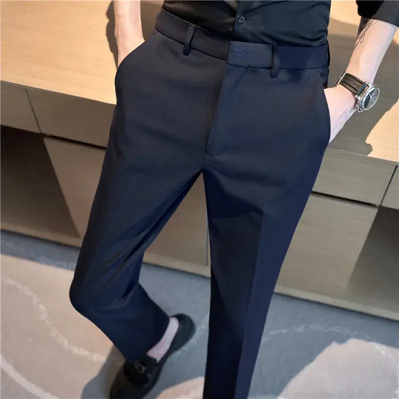 Men Solid Boutique Suits Pants Male Formal Wear Wedding Dress Trousers Quality Men British Style Business Casual Suit Pants 42