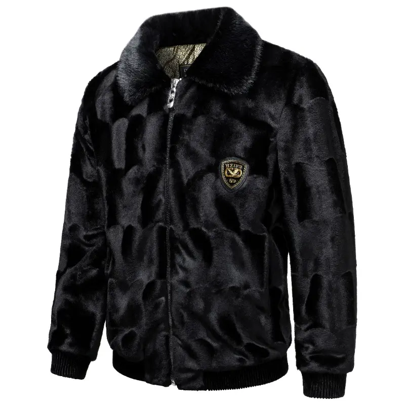 New Winter Men Fur Collar Leather Jackets Male Slim Imitation Mink Fur Jackets Man Graphene Insulation Warm Casual Coats Size 5X