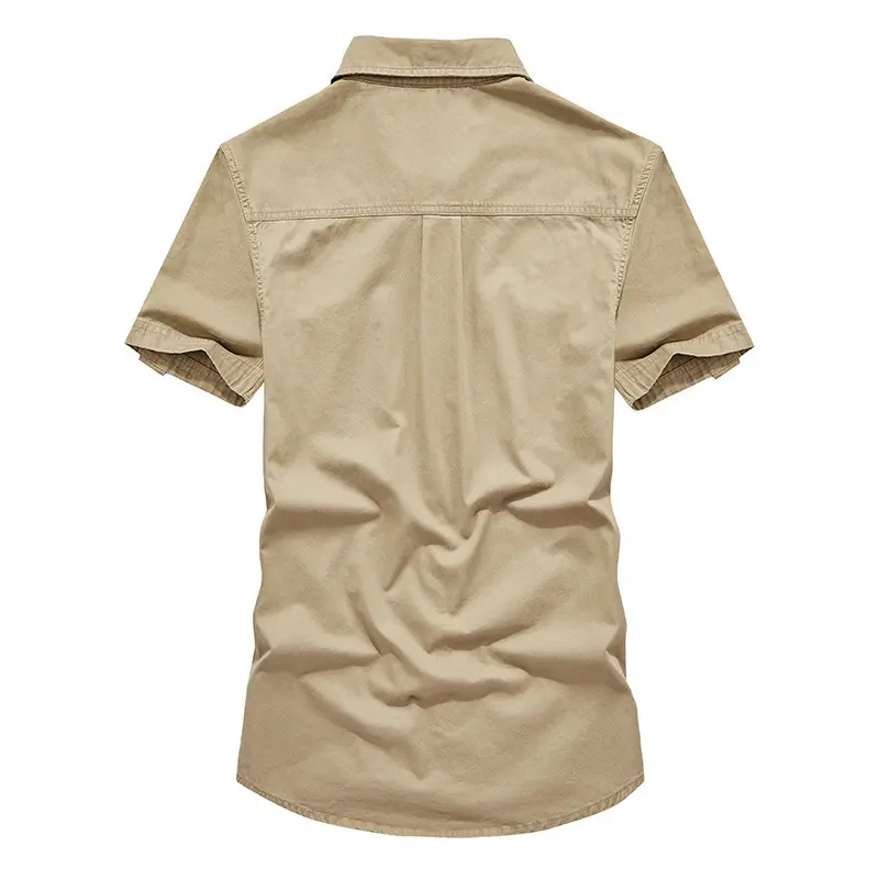 New Summer Men Cotton Short Sleeved Shirts Multi Pockets Military Tooling Shirts Quality Male Outdoor Casual Loose Shirts 6XL