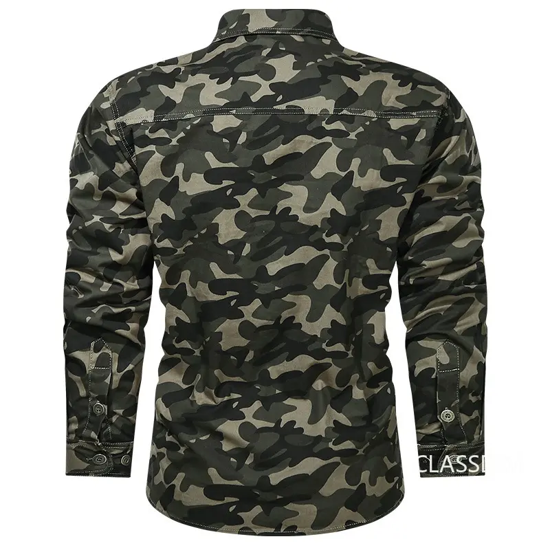 Men Camouflage Military Shirts Male Cotton Outdoor Multi-pocket Tooling Shirts Good Quality Man Long-sleeved Casual Shirts 5XL