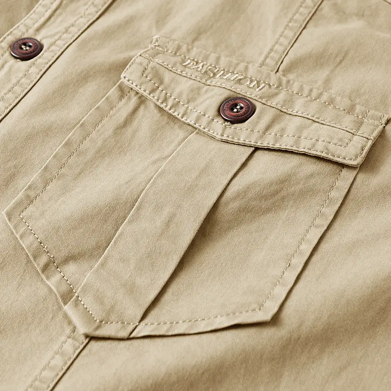 New Summer Men Cotton Short Sleeved Shirts Multi Pockets Military Tooling Shirts Quality Male Outdoor Casual Loose Shirts 6XL