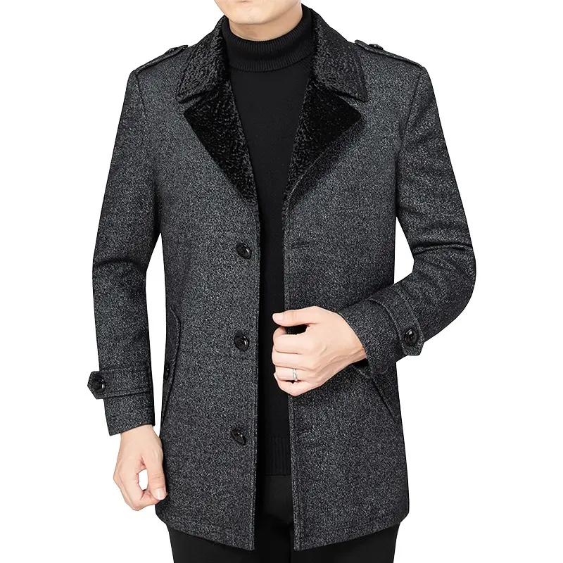 New Winter Men Woollen Trench Coats Cashmere Blazers Jackets Man Business Casual Trench Coats Male Thicker Warm Long Jackets 3