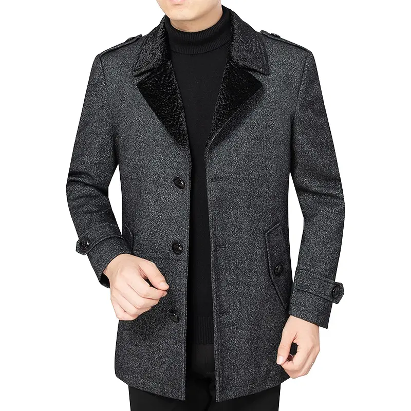 New Winter Men Woollen Trench Coats Cashmere Blazers Jackets Man Business Casual Trench Coats Male Thicker Warm Long Jackets 3