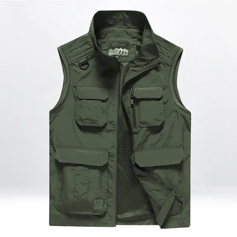 Summer Men Outdoor Cargo Vests Large Pockets Photography Sleeveless Jackets Thin Mesh Breathable Waistcoats Male Casual Vests 4X