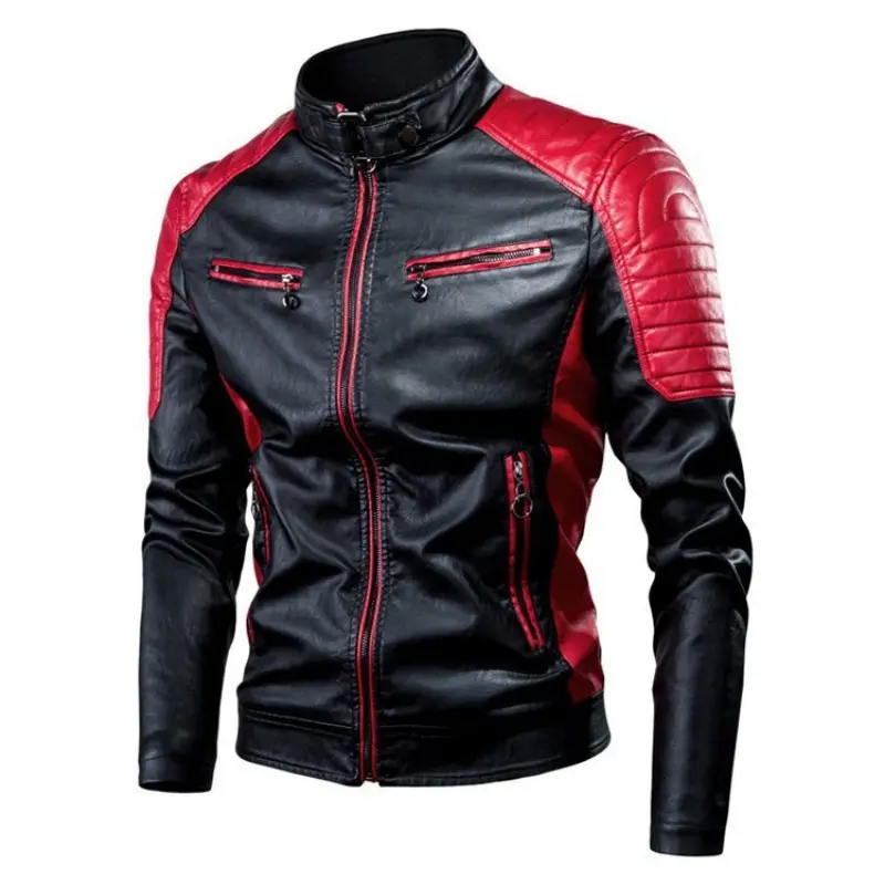 Men Stand Collar Motorcycle Leather Jackets Slim Fit PU Leather Coats Quality New Fashion Male Autumn Casual Leather Jackets 5XL