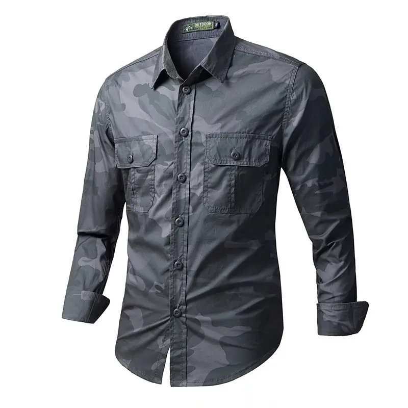 Men Camouflage Long Sleeved Outdoor Shirts New Spring Autumn Male Cotton Casual Shirts Japanese Retro Loose Collar Shirts 5XL