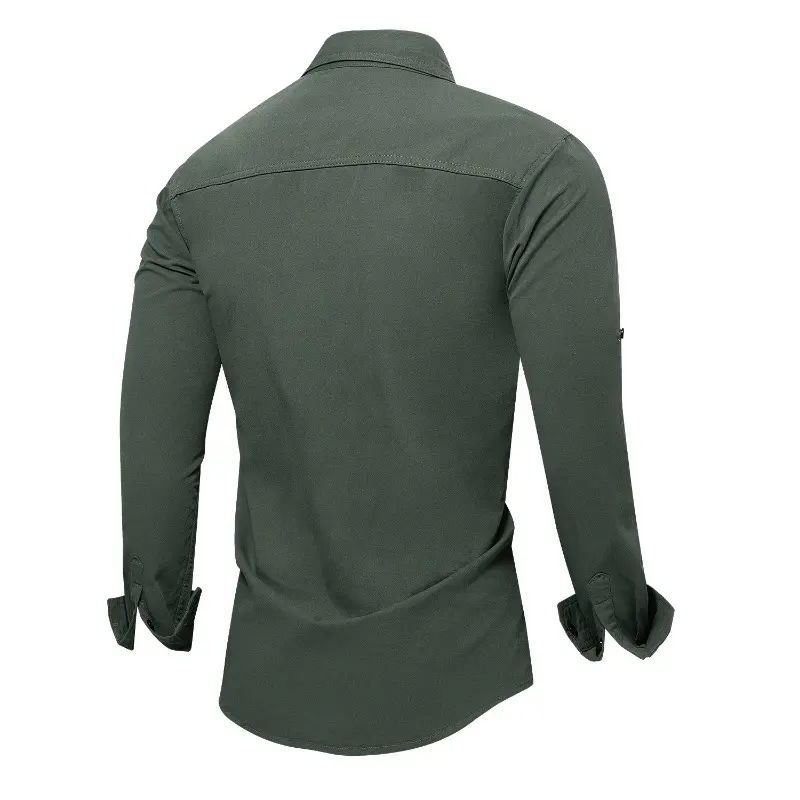 High Quality Cotton 100% Men Outdoor Multi Pockets Long Sleeved Cargo Shirts Man Loose Shirts New Male Solid Casual Shirts 3XL